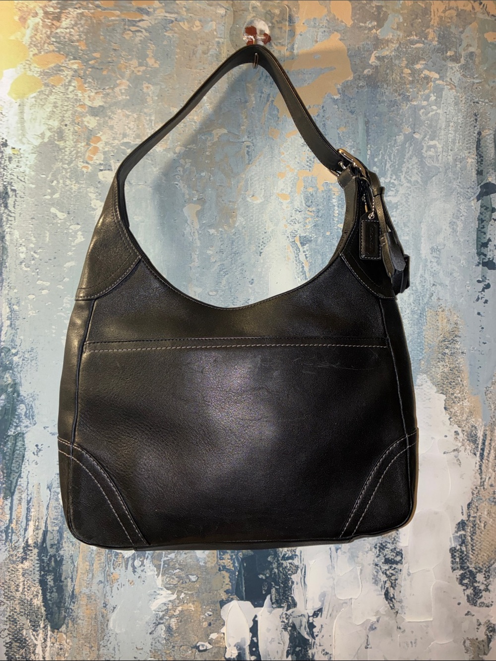 EUC ! Y2K Coach Hampton HOBO Classic Black Leather Shoulder Bag 2006